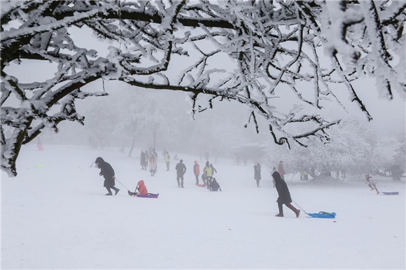 2游客在景区玩雪。武隆喀斯特旅游公司供图 华龙网发