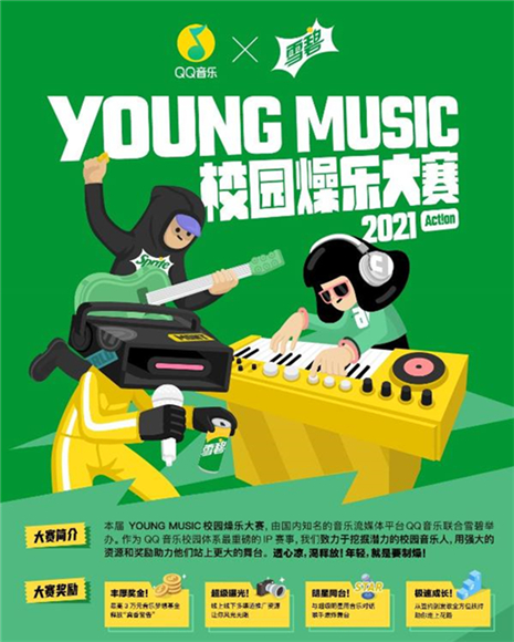 2021 QQ音乐x雪碧 YOUNG MUSIC校园燥乐大赛已开启报名。赛事主办方供图 华龙网发