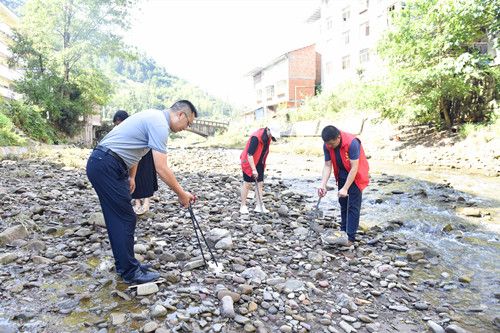 4河嘴乡干部职工在河道保洁。特约通讯员 隆太良 摄