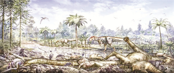 重庆云阳恐龙动物群埋藏复原图。（资料图）