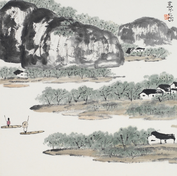 《龙泉小景》，陈寿岳，国画，34×34cm，2008年