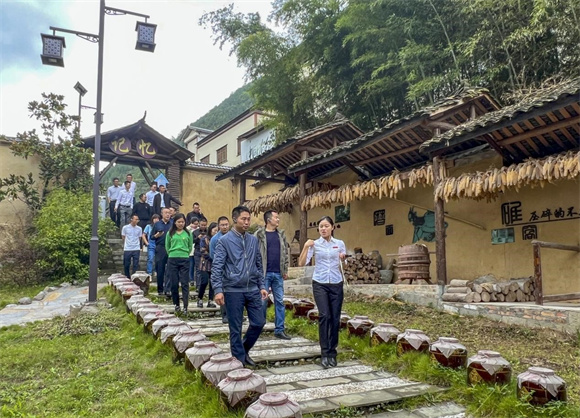 学员在古路镇观峰村开展现场教学。通讯员 白晶 摄