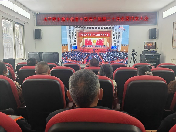 丰都太平坝乡干部群众收看二十大开幕会。丰都县委宣传部供图。华龙网发