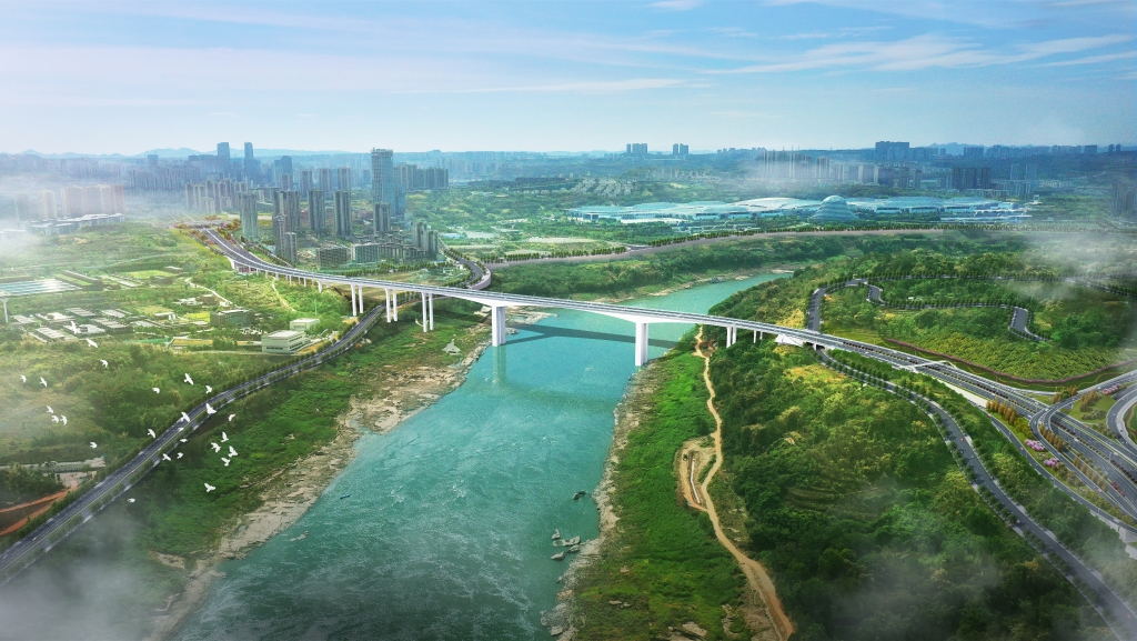 A rendering of Baoshan Jialing River Bridge. (Picture provided by Chongqing Housing and Urban-Rural Development Committee)