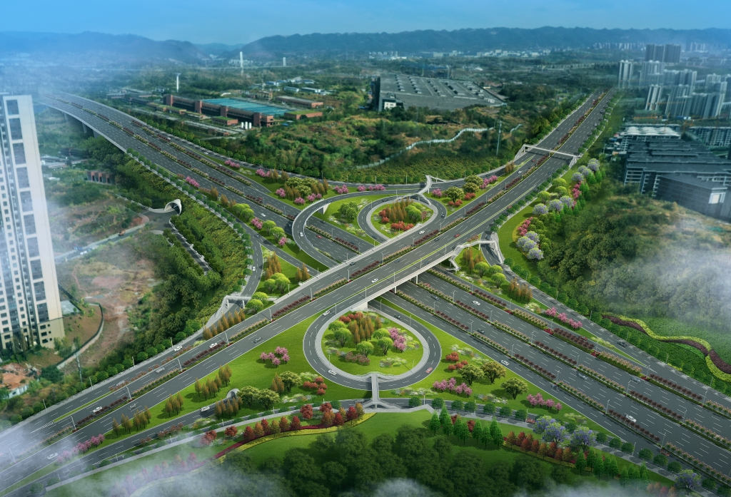 A rendering of Chunxuan interchange. (Picture provided by Chongqing Housing and Urban-Rural Development Committee)