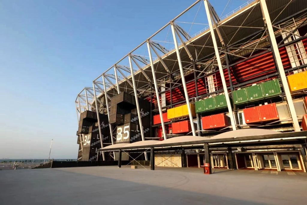 卡塔尔974世界杯体育场由由974个集装箱构成。受访企业供图