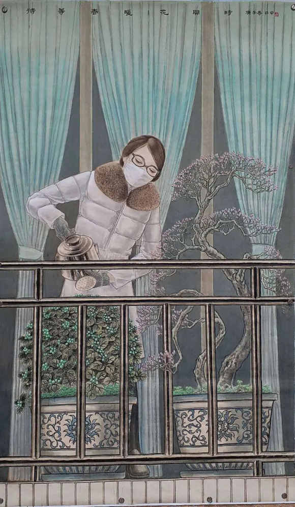 邹开甲《等待春暖花开时》国画 邹开甲《等待春暖花开时》国画