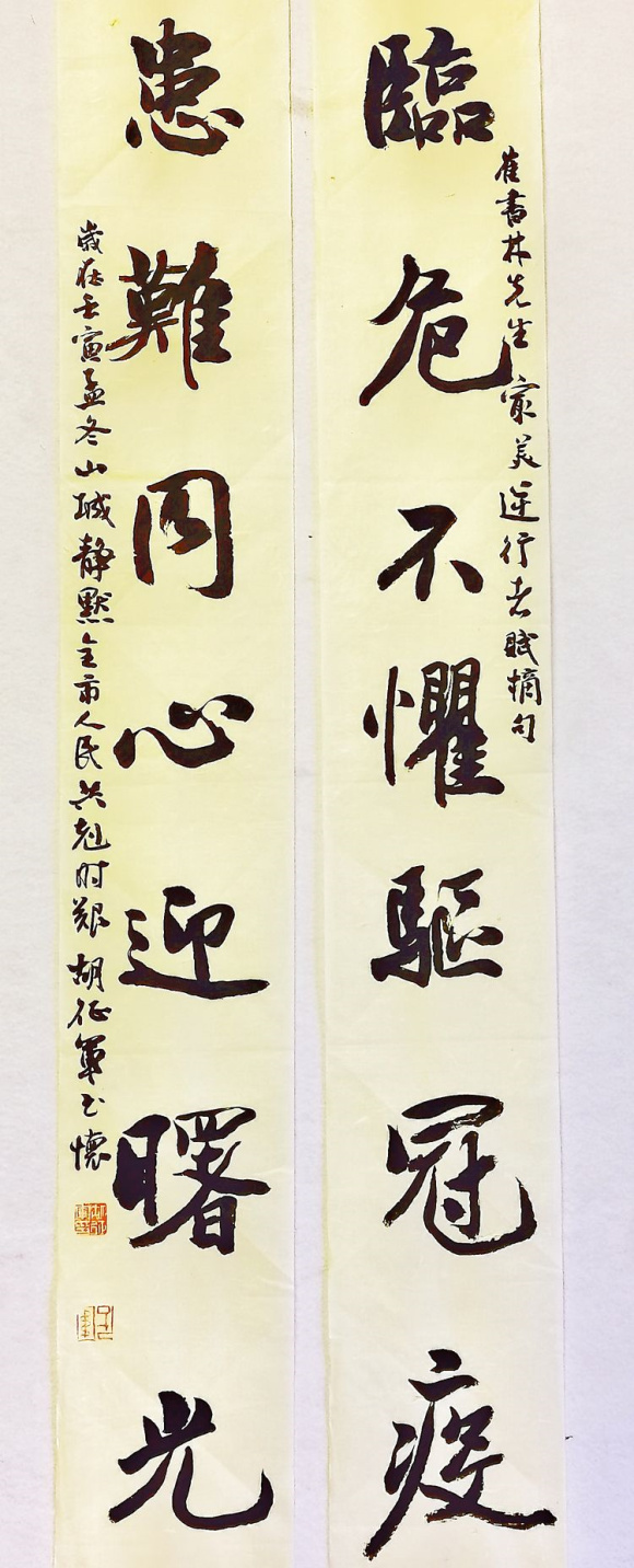8胡征军 临危不惧驱冠疫,患难同心迎曙光。 8胡征军 临危不惧驱冠疫,患难同心迎曙光。