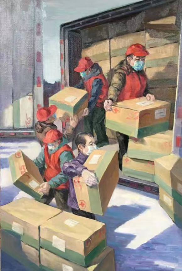 李挺,重庆合川中学,油画《我们在一起》 李挺,重庆合川中学,油画《我们在一起》