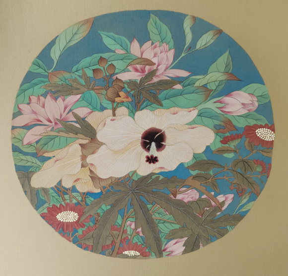 8《秋花图》临摹 叶利 中国画40×40cm