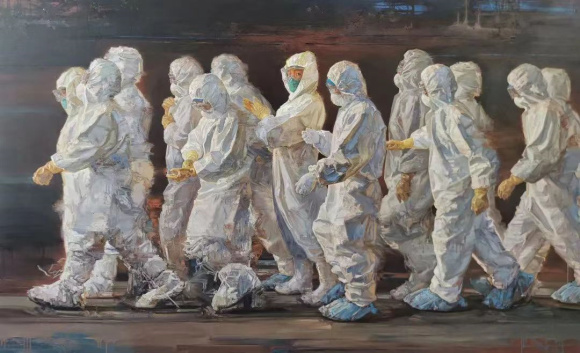 12赵晓东 《众志成城》 布面油画 12赵晓东 《众志成城》 布面油画