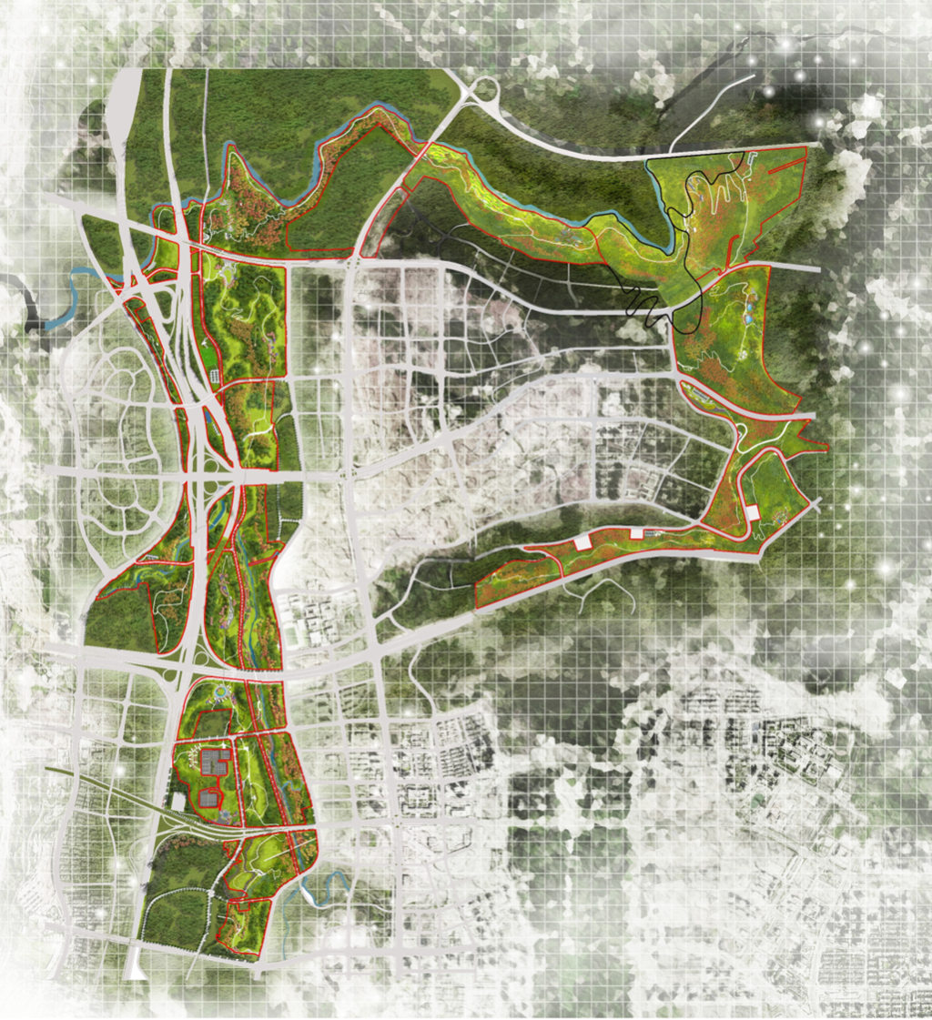 The design of the “one living room and six gardens” park system. (Picture provided by T. Y. Lin International Engineering Consulting (China) Co. Ltd.) The design of the “one living room and six gardens” park system. (Picture provided by T. Y. Lin International Engineering Consulting (China) Co. Ltd.)