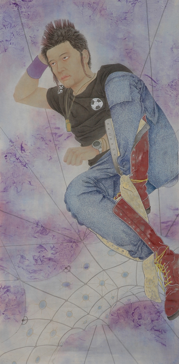 张逸瀛 《拉德芳斯的云》 中国画 137cm×70cm  2004年