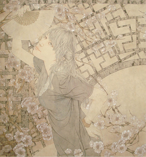 禹娟《韵》100cmx100cm 中国画 2009年