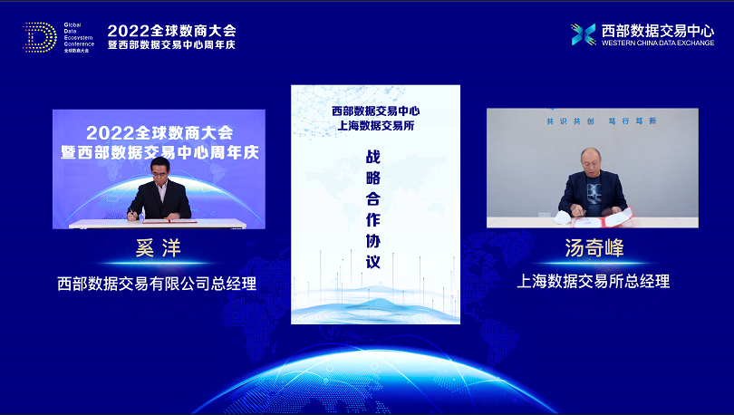 西部数据交易中心与上海数据交易所订战略合作协议。西部数据交易中心供图