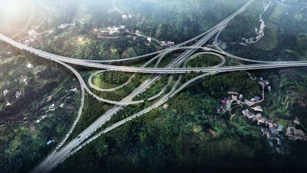 开万梁高速平顶枢纽效果图。重庆高速集团供图