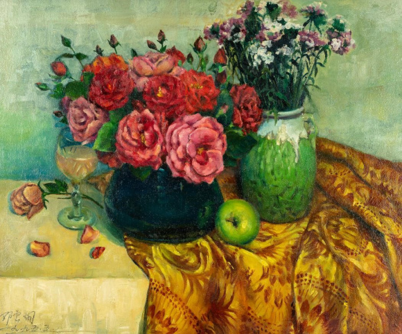 红玫瑰 邓云烟 油画 51×61cm 1995年 红玫瑰 邓云烟 油画 51×61cm 1995年