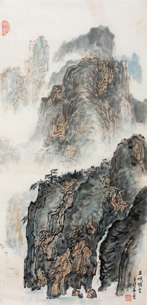 巫峡烟云 李健英 中国画 90×40cm 1992年 巫峡烟云 李健英 中国画 90×40cm 1992年