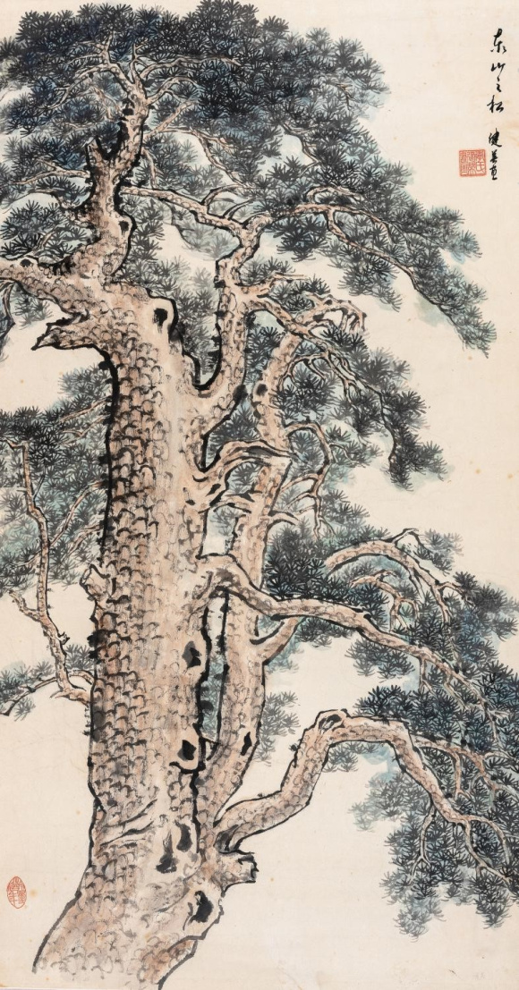泰山之松 李健英 中国画 97×53cm 1989年 泰山之松 李健英 中国画 97×53cm 1989年