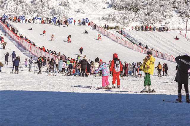游客在金佛山体验冰雪运动。李建新 摄