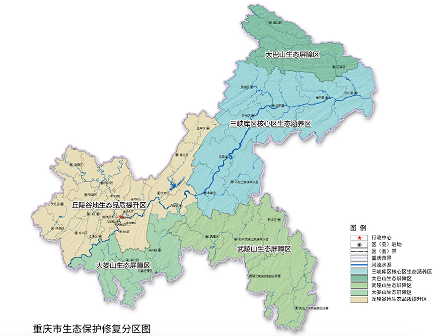 重庆市生态保护修复分区图。市规划自然资源局供图 华龙网-新重庆客户端发