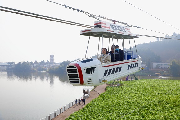 在菜花节景区，游客可坐小飞机游览整个景区。潼南区委宣传部供图  华龙网发