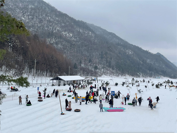 游客在红池坝景区戏雪。巫溪县文旅委供图