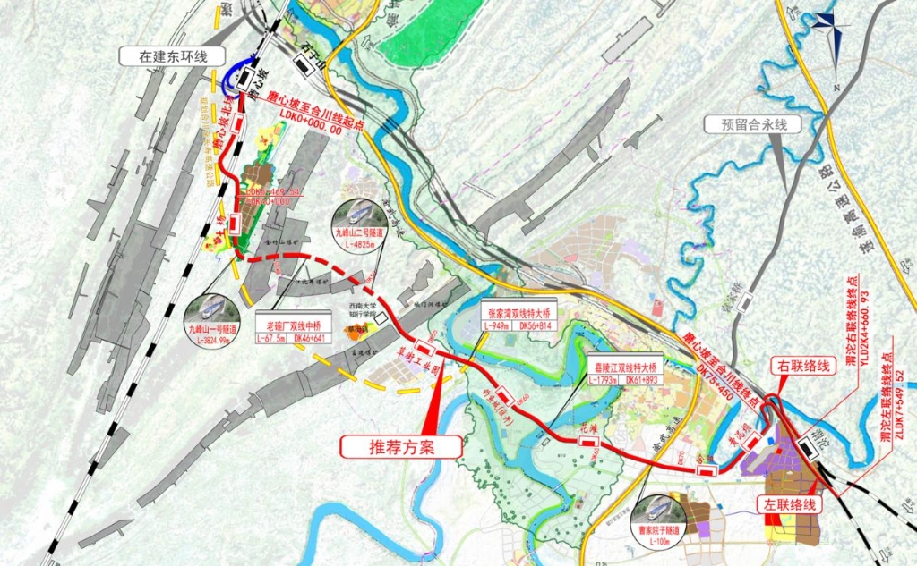 渝合线一期走向示意图 重庆交通开投集团供图 华龙网-新重庆客户端 发 渝合线一期走向示意图