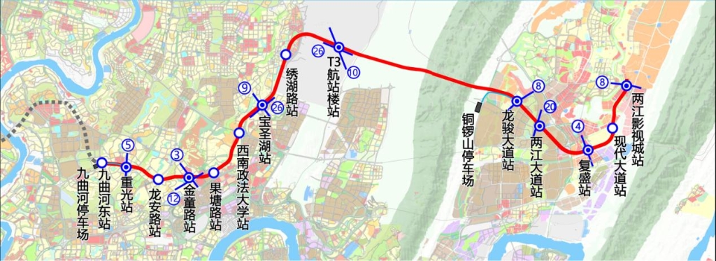 15号线一期走向示意图 重庆交通开投集团供图 华龙网-新重庆客户端 发 15号线一期走向示意图