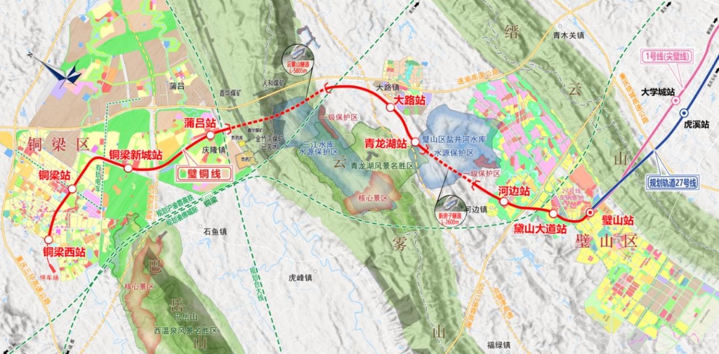 璧铜线走向示意图 重庆交通开投集团供图 华龙网-新重庆客户端 发 璧铜线走向示意图