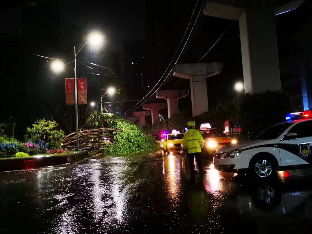 關注重慶大風狂風暴雨中重慶九龍坡交巡警全力搶險保暢