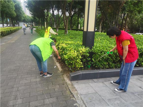 志愿者正在开展环境大扫除活动。 通讯员 徐诗颖 摄