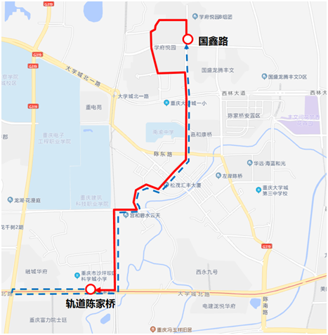 3512路國鑫路軌道陳家橋公交線路圖北部公交供圖