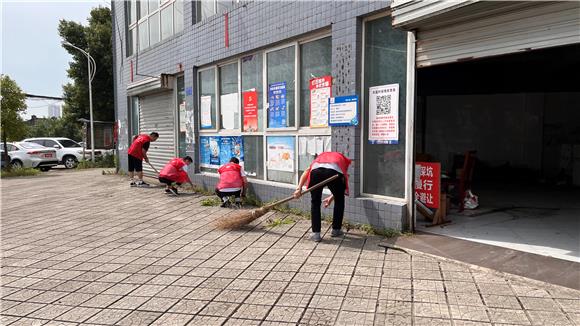 1大盐村党员们正在清理院落杂草。通讯员 杨菲 摄