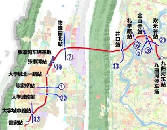 15号线二期走向示意图。重庆交通开投集团供图 华龙网发