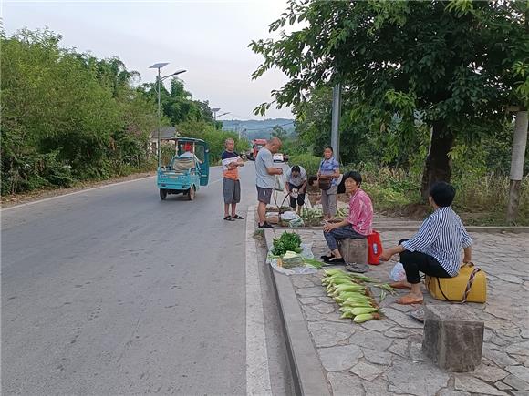 村民把特色农家蔬菜摆放在公路边售卖。特约通讯员 蒋文友 摄