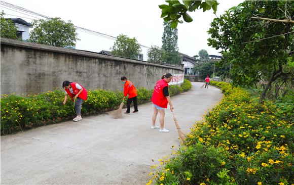 铜梁区虎峰镇群众志愿者参与人居环境整治。通讯员  陈刚 摄