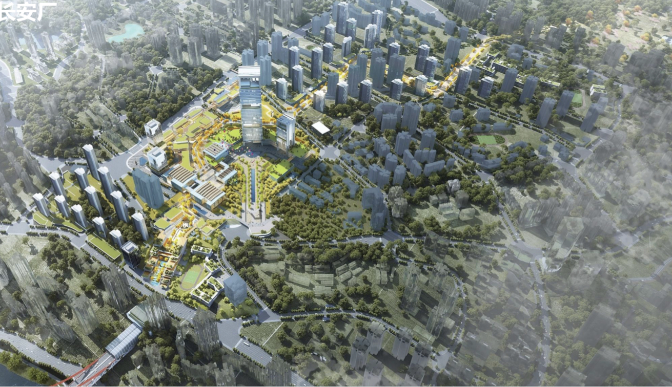 长安三工厂片区城市设计方案效果图。林同棪国际供图