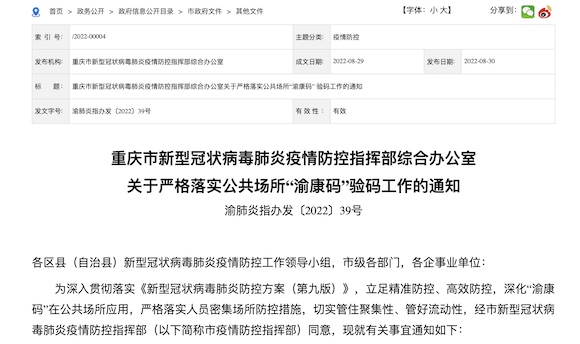 重庆市人民政府官网截图