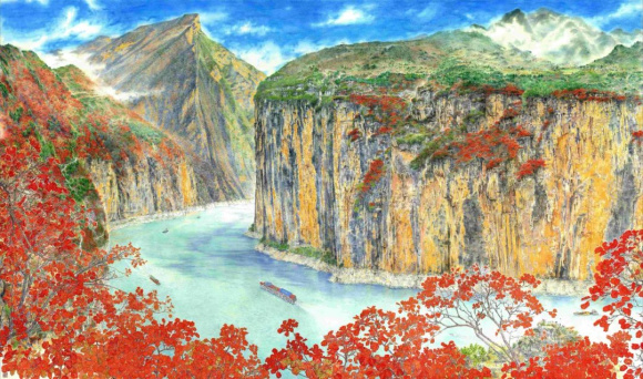 《夔门》  中国画  320x180cm