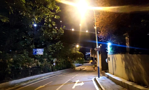 安装路灯解决了居民夜间出行难题。江北城街道供图 华龙网发