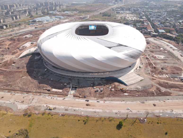The aerial photograph of Chongqing Longxing Football Stadium. (Picture provided by China Construction Eighth Engineering Division)