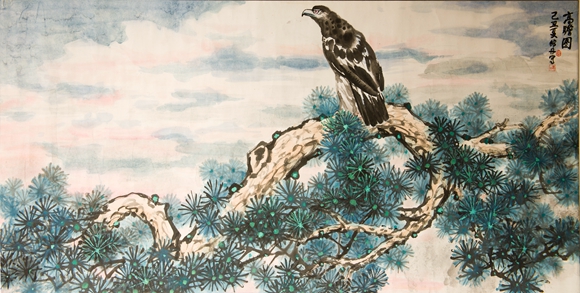 邹丹，高瞻图，画芯尺寸 68cm x 137cm，2009年，中国画