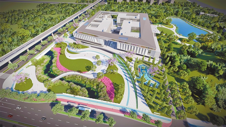大学城文化宣教综合服务中心项目效果图。 受访单位供图 大学城文化宣教综合服务中心项目效果图。 受访单位供图