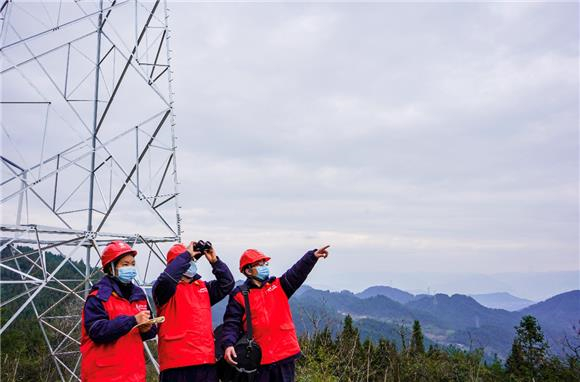 国网丰都供电公司员工对电力线路进行安全巡视。通讯员 杜宏超 供图 国网丰都供电公司员工对电力线路进行安全巡视。通讯员 杜宏超 供图