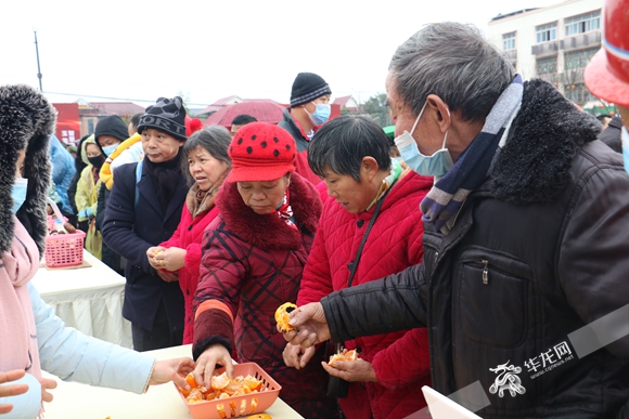 大家纷纷品尝玉龙柑橘