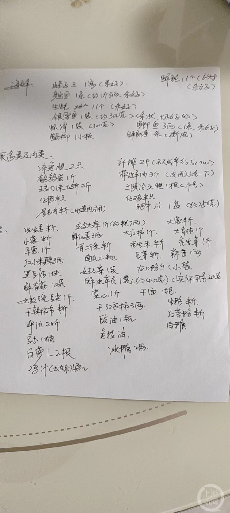 花800元请大厨上门做年夜饭 记者体验:买了53种商品 蒜要自己剥4