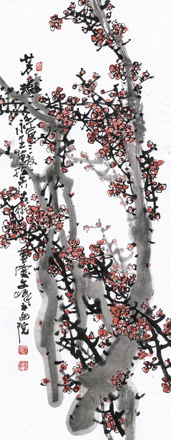 李永生中国画作品《梅花芳魂》 63cm×30cm 2021年