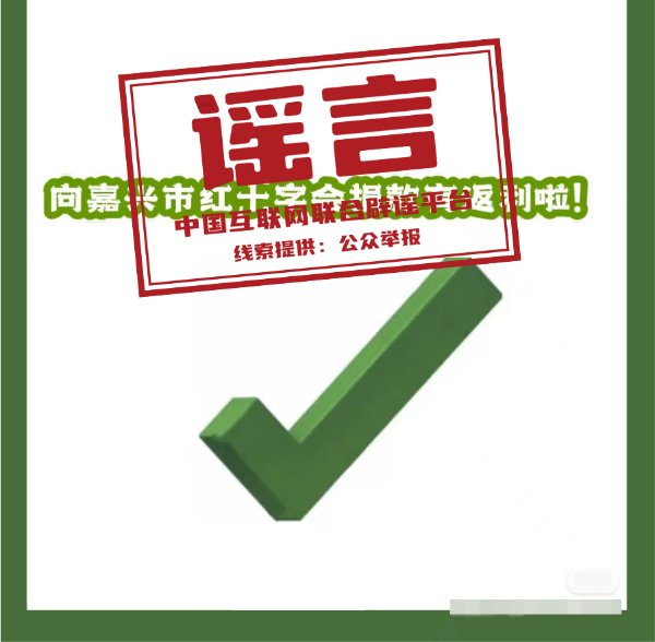 向浙江省嘉兴市红十字会捐款可返利？谣言