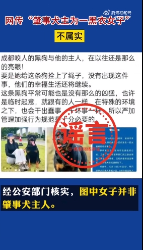 女童打狗导致被咬？犬主为黑衣女子？成都警方辟谣：都是假的3